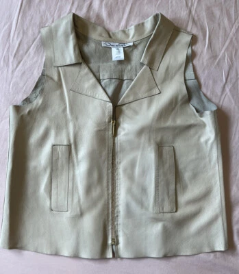 Oscar De La Renta Leather Zipper Vest 6 - Image 1 of 4
