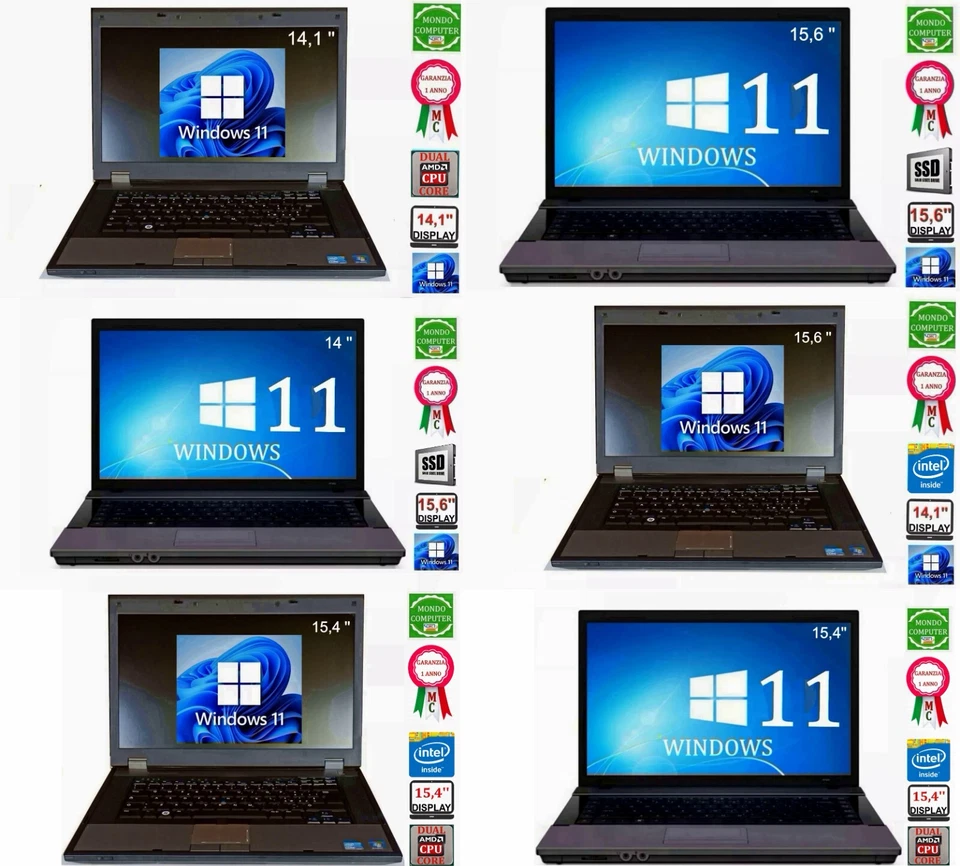 COMPUTER PORTATILE  CPU INTEL / AMD DUAL CORE SSD WINDOWS 11 PRO - Immagine 1 di 1