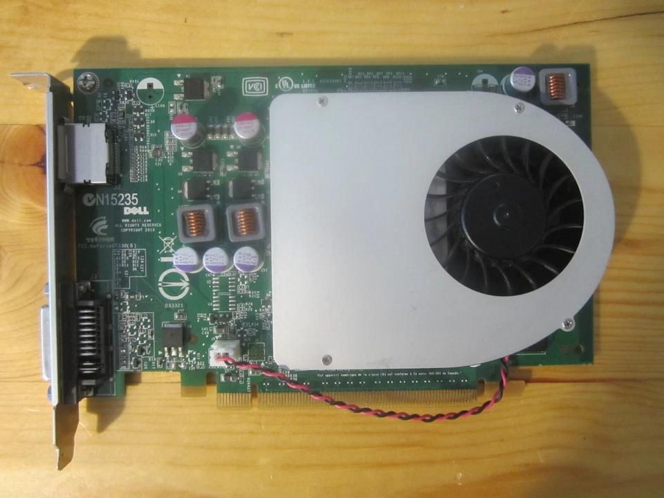 NVIDIA GeForce GT330 1GB DDR3 DP & DVI  Dell 9TCD9 Full height Video card - Image 1 of 4