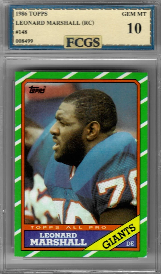 1986 Topps Leonard Marshall RC #148 Graded FCGS 10 GEM MINT!!! - Image 1 of 2