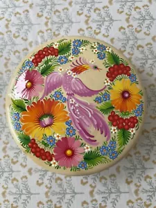 Ukrainian Trinket Petrykivka Box Round Handmade Handpainted Jewellery Organizer - Picture 1 of 22