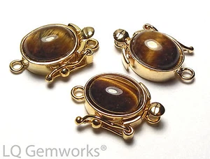 TIGER EYE Gold Vermeil  8x10mm Box Clasp - Picture 1 of 1