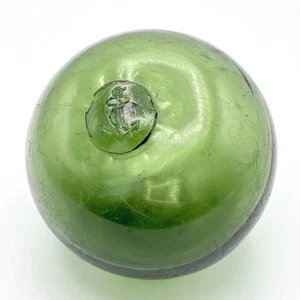 Vintage Dark Green Glass Fishing Float 5 Inch - British Naval Anchor Mark - Picture 1 of 8