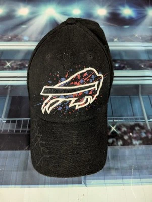 NFL New Era Buffalo Bills Jim Kelly HoF Signed 39THIRTY Football Hat, Size L/XL - Image 1 of 4