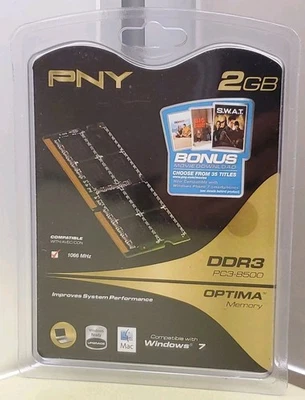 PNY Optima 2GB DDR3 PC3-8500 1066MHz Laptop RAM Laptop Memory-New Sealed Package - Image 1 of 4
