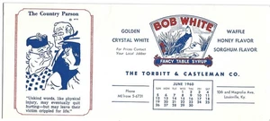 1960 BOB WHITE, TABLE SYRUP BLOTTER - Picture 1 of 2