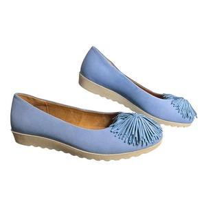 Comfortview Shoes Womens Size 9WW Blue Tilly 11556 Flats Slip On Fringe Tassel - Picture 1 of 11