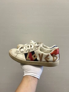 Zapatilla Gucci Screener Ace Gruesa Monograma GG Loved Lona Cuero 5 UK 6 US - Imagen 1 de 11