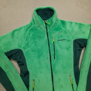 Patagonia R2 Regulator Jacket Women Medium Green Polartec Fleece Waffle Full Zip - Picture 1 of 10