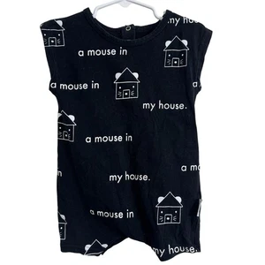 Mameluco Tiny Tribe A Mouse In My House negro blanco talla 6-9 meses  - Imagen 1 de 4