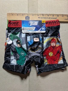 JUSTICE LEAGUE BOYS ATHLETIC BOXER BRIEFS MOISTURE WICK 4 PAIR SIZE M/6 BATMAN - Picture 1 of 2