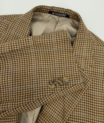Hart Shaffner Marx Sport Coat Mens 46L Brown Blue Check Wool Blazer Jacket USA - Image 1 of 4