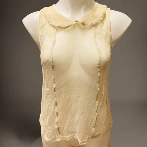 Arizona Chiffon Sheer Lace Blouse Soft Girl See Through Cottage Fairy Ethereal  - Picture 1 of 6