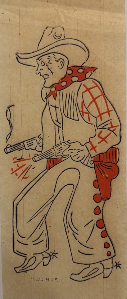 Vintage Antique 1950s Cowboy Outlaw Guns Iron On Transfer - Image 1 of 1