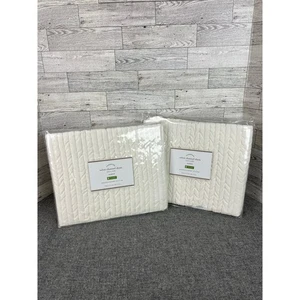 New POTTERY BARN FOUNDATIONS Velvet Channel Shams Standard White Cotton Bedding - Picture 1 of 7