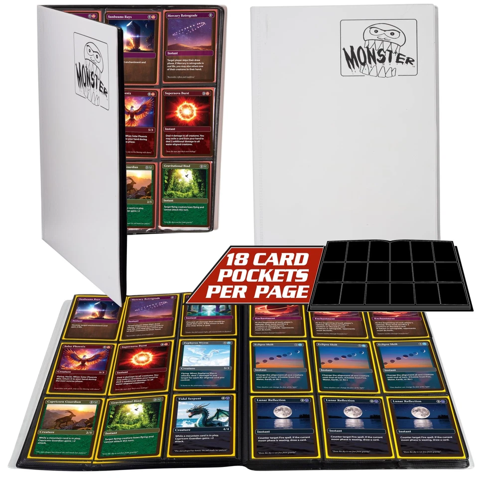 Encadernador de cartas colecionáveis de 9 bolsos - Álbum branco fosco com bolsos laterais de carregamento, antiT... - Imagem 1 de 4