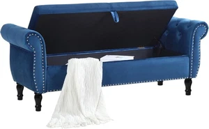 Double Size Large Ottoman Storage Box Footstool Pouffe Bench Bedding Seat 133cm - Picture 1 of 11