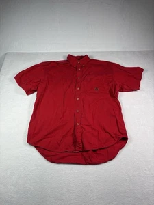 Bugle Boy Company Shirt Mens Adult Size Large Color Red Short Sleeve Button Up - Picture 1 of 6