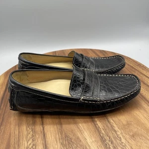 Mocassini Cole Haan Collection Uomo Taglia 7 M Pelle Croc Goffrata Guida Italia - Foto 1 di 8