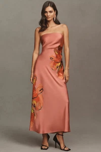 New Anthropologie Hutch Strapless Column Satin Maxi Dress sz Xl - Picture 1 of 10