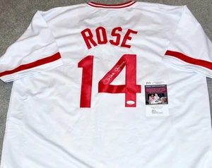 PETE ROSE #14 Cincinnati Reds SIGNED Baseball JERSEY + JSA COA 69413 - Picture 1 of 6