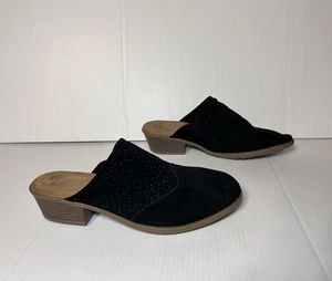 Earth Origins Celina Black Suede Slide Mules Block Heel Women Size 11 M - Picture 1 of 8