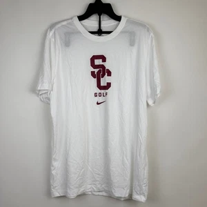 Nike White Dri-Fit USC Trojans Golf Short Sleeve Crew Neck T-shirt Large NWOT - Picture 1 of 9