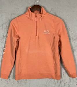 Vineyard Vines Damen 1/4-Reißverschluss Pullover Small adretter Wal Logo Pullover pfirsichfarben - Bild 1 von 15