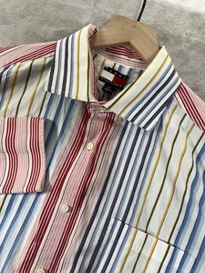 Vintage Tommy Hilfiger Dress Shirt Mens Large Blue Red Yellow Long Sleeve - Picture 1 of 8