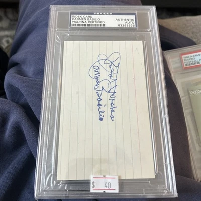 PSA/DNA Certified Carmen Basilio Signed Index Card World Champ Boxer HOF Auto - Image 1 of 2