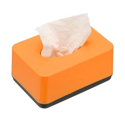 Cubierta de caja de pañuelos, soporte de caja de pañuelos moderno rectangular de plástico, naranja Foto 1 de 4