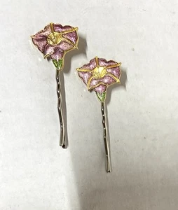 Set di spille Bobby -MORNING GLORY FLOWER ACCENT-PIASTRA RODIO-COLORE SMALTO VIOLA - Foto 1 di 5