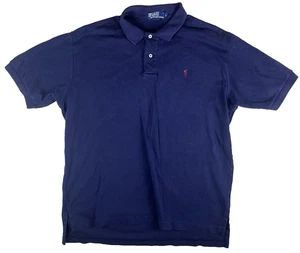 Polo Ralph Lauren vintage uomo grande blu scuro polo golf camicia rosso pony rilassata - Foto 1 di 13