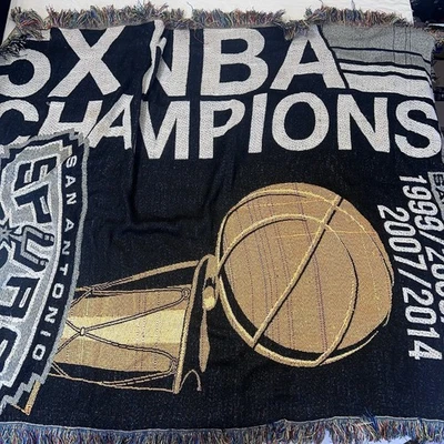 5X Champion San Antonio Spurs Commemorative Throw Blanket Tapestry Northwest - Image 1 of 4