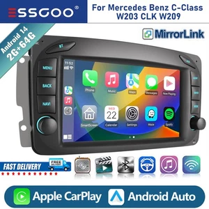 For Mercedes-benz C Class W203 W209 Carplay 2+64G Android 14 Car Stereo Radio 7" - Picture 1 of 14