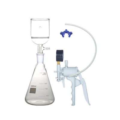 1000ml,Suction Filtration Kit,70mm Buchner Funnel,1L Flask ,W/Handle Vacuum Pump - Image 1 of 4