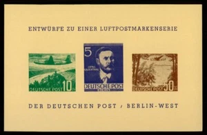BERLÍN BLOQUE CONMEMORATIVO AVIACIÓN "DISEÑOS PARA UNA SERIE DE SELLOS AÉREOS" 'm5604 - Imagen 1 de 2