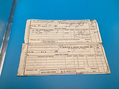 2 Boston & Maine Railroad Letterhead Freight Bill Receipts 1906 - Image 1 of 4