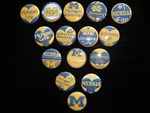 Michigan Wolverines piatto posteriore bottone o spilla distintivo cabochon abbellimenti magnete - Foto 1 di 5