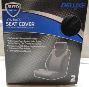 AUTODRIVE, 2-PC BUCKET SEAT W/ REMOVABLE HEADREST BLACK & GRAY COLOR SEAT COVERS - Bild 1 von 5