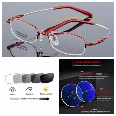 Gafas de lectura fotocromáticas progresivas multifocales grabadas para mujer Foto 1 de 4