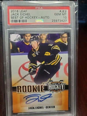 Leaf Best of Hockey Jack Eichel 2016 automático novato Vegas Golden Knights PSA 10 Foto 1 de 2