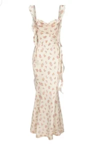 Nana Jacqueline $515 Anthropologie Caroline Dress Floral Satin Maxi Gown Small - Picture 1 of 8