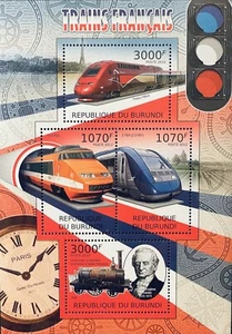 BURUNDI FRENCH TRAINS STAMPS SHEET OF 4 MNH 2012 RAILROAD RAILWAYS TRAIN 1 - Picture 1 of 1