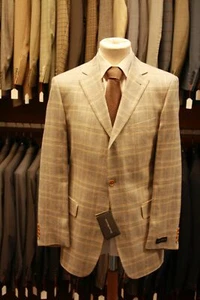 Chaqueta Eduard Dressler ETHOMAS lino y seda talla 50 gris a cuadros con garzas -S128 - Imagen 1 de 6