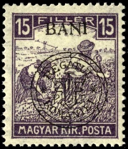 Romanian Hungary 1919 CLUJ HARVESTER 15 B white  No MNH, OG GENUINE - Picture 1 of 1