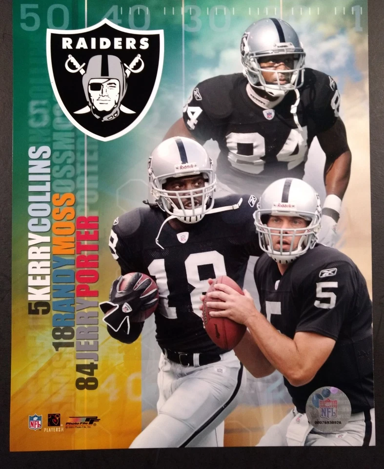 Foto 8x10 Oakland Raiders Big Three 2005 Kerry Collins Randy Moss Jerry Porter Foto 1 de 1