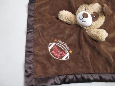 Baby Starters щенок собаки погремушка милый безопасности одеяло футбол атласная отделка коричневый - Изображение 1 из 4