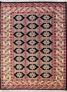 Alfombra Rugstc 4x6 Bokhara Jaldar Negra, Anudada a Mano, Geométrica con Pila de Lana - Imagen 1 de 5