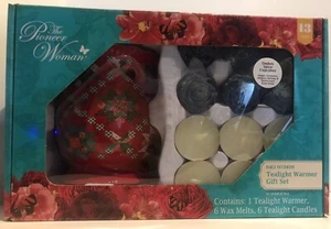 Juego de regalo calentador de cera de tealight cerámica retazos rancho Pioneer Woman 13 piezas rojo - Imagen 1 de 6